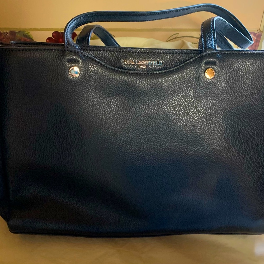 Karl Lagerfeld Paris Black Leather Dorine Handbag